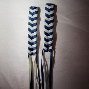 Blue and White Braided Hair Ties